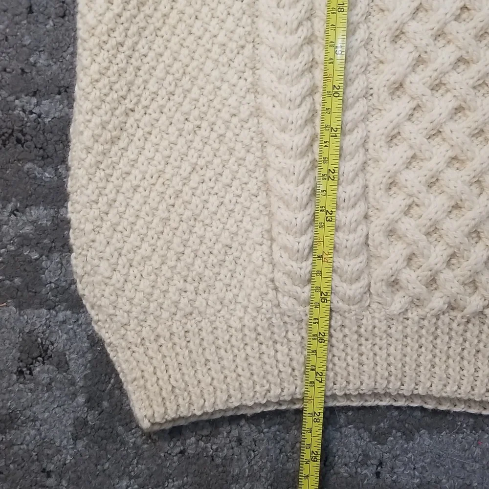 Gorgeous expertly hand knit aran/Irish/cable sweater ivory wool pure beauty! - Picture 11 of 14